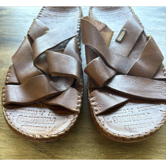 Pikolinos Tarifa Slide Sandals Men 42 Brown Leather Slip On Comfort main image 4